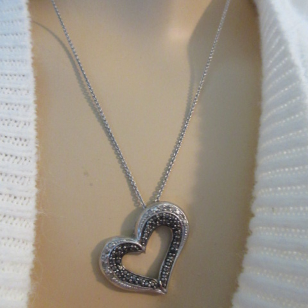 Silver Heart Pendant And 925 Chain